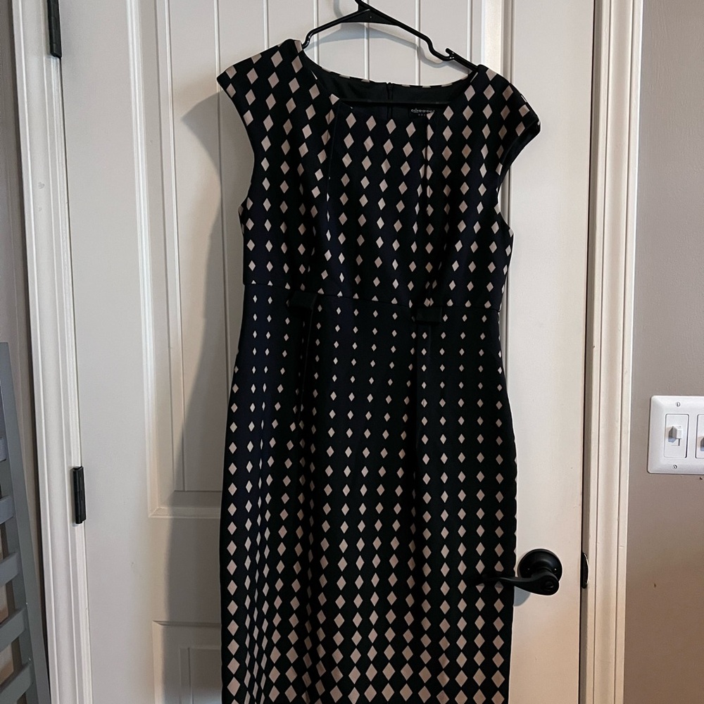 Connected Apparel Black and White Sheath Midi Dress